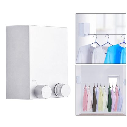 ...13.8 Feet Telescopic Clothes Hangers Indoor Outdoor Clothes Rack Wall Mounted Magic Laundry Hooks