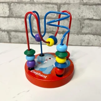 .Montessori Wooden Bead Wire Maze Roller Coaster